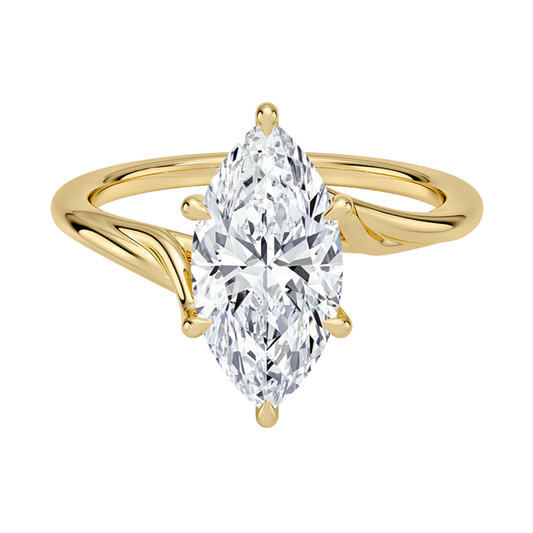 1 TO 5 CT Elegant Marquise Cut Lab Grown Diamond Delilah Twist Solitaire Ring in 10K/14K/18K Gold | Pooja Daimond | IGI Certified Lab Diamond