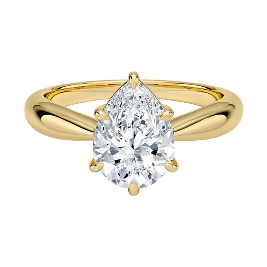 1 To 5 Ct Thea Tapered Solitaire Pear Cut Lab Grown Diamond Ring | Pooja Diamond | IGI Certified Lab Diamond