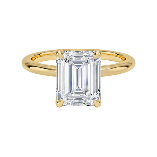 1TO 5 CT Elegant Emerald Cut Lab Grown Diamond Elodie 1.8mm Solitaire Ring in 10K/14K/18K Gold | Pooja Diamond | IGI Certified Lab Diamond