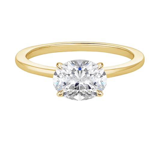 1 TO 5 CT Lab Grown Oval Cut Diamond Morgan East-West Solitaire Ring in 10K/14K/18K Gold – Classic Four Prong Setting | Pooja Diamond | IGI Certified Lab Diamond