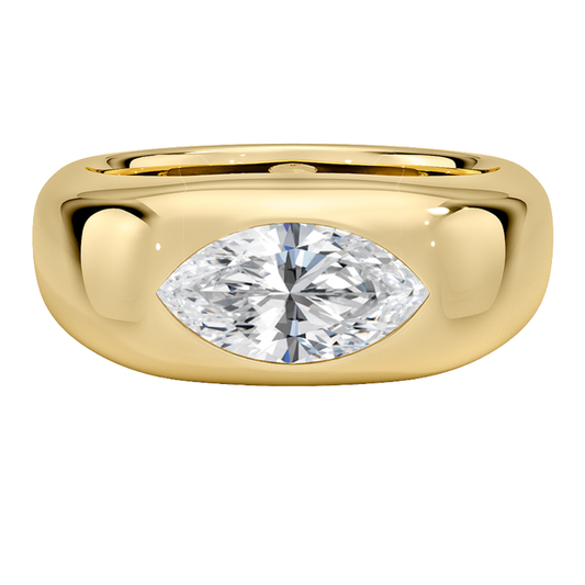 1 To 5 Ct Sloane Flush Set Marquise Cut Lab Grown Diamond Dome Ring – Bold 10K/14K/18K Gold Solitaire | Pooja Diamond | IGI Certified Lab Diamond