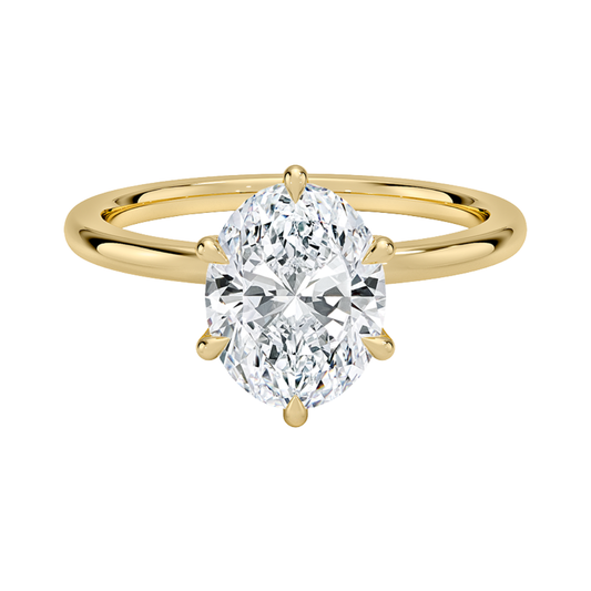1 TO 5 CT Elegant Lab Grown Oval Cut Petal Six Prong Diamond Ring with Hidden Halo in 10K/14K/18K Gold | Pooja Diamond | IGI Certified Lab Diamond
