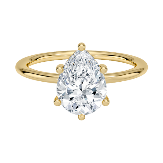 1 TO 5 CT Lab Grown Pear Cut Gwen Perfect Fit Diamond Ring with Hidden Halo in 10K/14K/18K Gold | Pooja Diamond | IGI Certified Lab Diamond