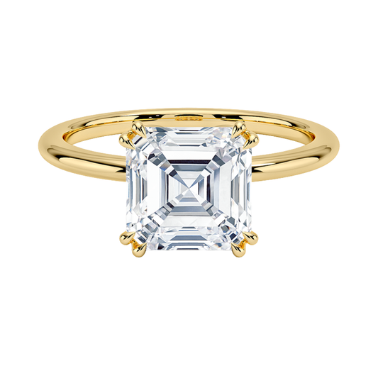 1 TO 5 CT Lab Grown Asscher Cut Aveline Solitaire Ring in 10K/14K/18K Gold | Infinity Prong Setting | IGI Certified Lab Diamond