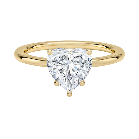 1 TO 5 CT Lab Grown Heart Cut Diamond Perfect Fit 1.4mm Solitaire Ring in 10K/14K/18K Gold – Classic Basket Setting | Pooja Diamond | IGI Certified Lab Diamond