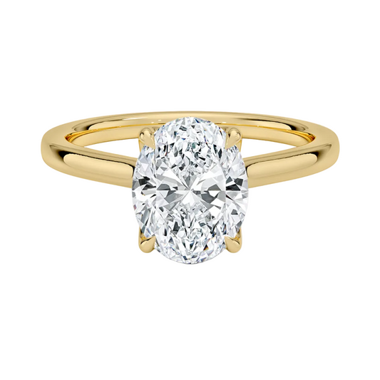 1 TO 5 CT Designer Oval Cut Lab Grown Diamond Elodie Cathedral Solitaire Ring in 10K/14K/18K Gold | Pooja Diamond | IGI Certified Lab Diamond