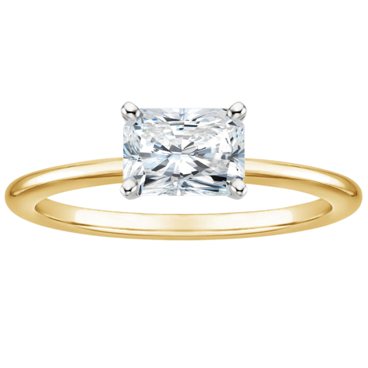 1 TO 5 CT Lab Grown Radiant Cut Diamond Horizontal Petite Comfort Fit Solitaire Ring in 10K/14K/18K Gold | Pooja Diamond | IGI Certified Lab Diamond