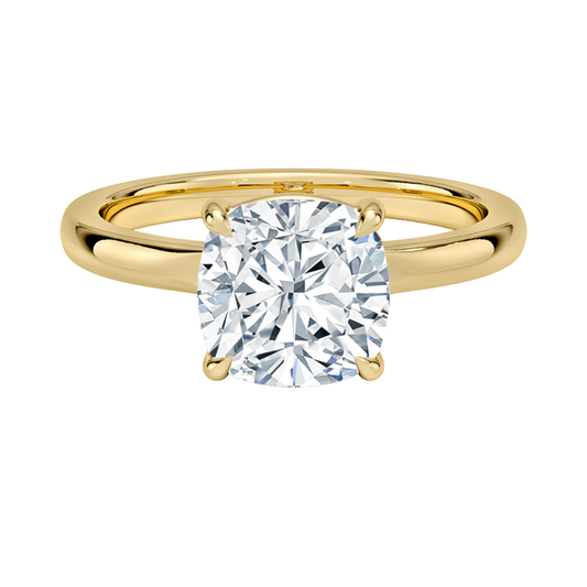 1 TO 5 CT Lab Grown Cushion Cut Diamond Alice Solitaire Ring in 10K/14K/18K Gold | Modern Bezel Setting | Pooja Diamonds| IGI Certified Lab Diamond