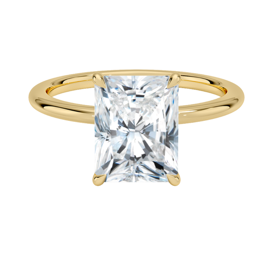 1 TO 5 CT Lab Grown Radiant Cut Diamond Petite Elodie 1.5mm Solitaire Ring in 10K/14K/18K Gold – Classic Cathedral Setting | IGI Certified Lab Diamond