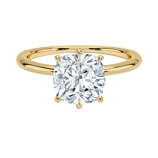 1 TO 5 CT Lab Grown Cushion Cut Diamond Freesia Six-Prong Solitaire Ring in 10K/14K/18K Gold | Pooja Diamond | IGI Certified Lab Diamond