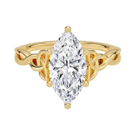 1 TO 5 CT Lab Grown Marquise Cut Diamond Solitaire Ring in 10K/14K/18K Gold | Elegant Twist Design – Pooja Diamond | IGI Certified Lab Diamond