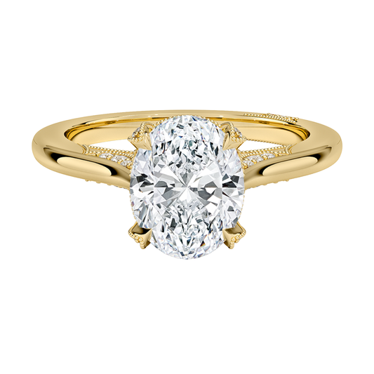 1 To 5 Ct Simply Tacori Lab Grown Oval Cut Diamond Ring in 10K/14K/18K Gold with Diamond Drape Gallery | Pooja Diamond | IGI Certified Lab Diamond