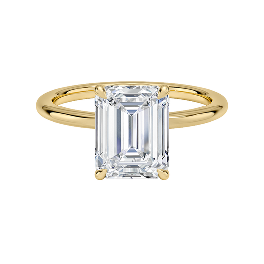1 TO 5 CT Lab Grown Emerald Cut Diamond Hidden Heart Solitaire Ring in 10K/14K/18K Gold | Classic Engagement Ring |IGI Certified Lab Diamond