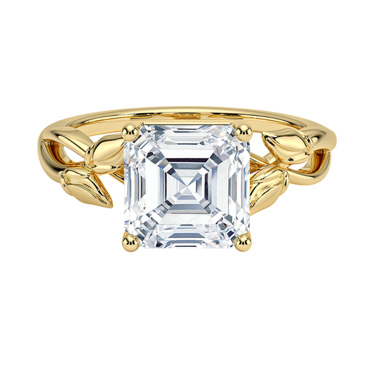 1 TO 5 CT Lab Grown Asscher Cut Diamond Ring in 10K/14K/18K Gold | Twisted Split Shank Solitaire | IGI Certified Lab Diamond