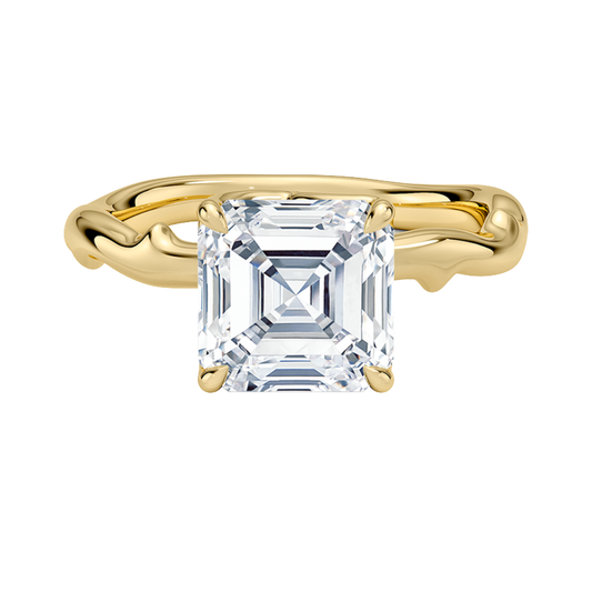 1 To 5 Ct Lab Grown Asscher Cut Diamond Rose Thorn Solitaire Ring in 10K/14K/18K Gold | Pooja Diamond | IGI Certified Lab Diamond