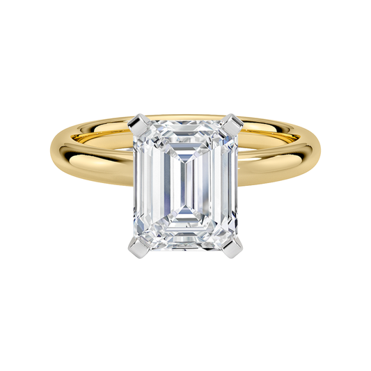 1 TO 5 CT Lab Grown Emerald Shape Diamond Solitaire Ring in 10K/14K/18K Gold | Classic Love Engagement Ring – Pooja Diamond | IGI Certified Lab Diamond