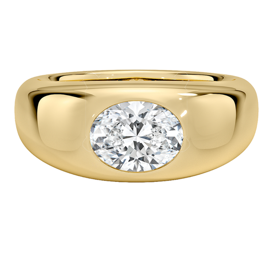 1 To 5 Ct Sloane Flush Set Oval Cut Lab Grown Diamond Dome Ring – Bold 10K/14K/18K Gold Solitaire | Pooja Diamond | IGI Certified Lab Diamond