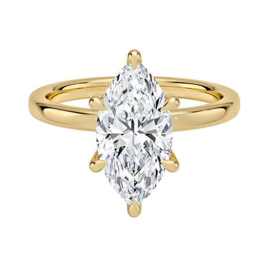 1 TO 5 CT Lab Grown Marquise Cut Lumiere 2mm Diamond Ring with Hidden Halo in 10K/14K/18K Gold | Pooja Diamond | IGI Certified Lab Diamond