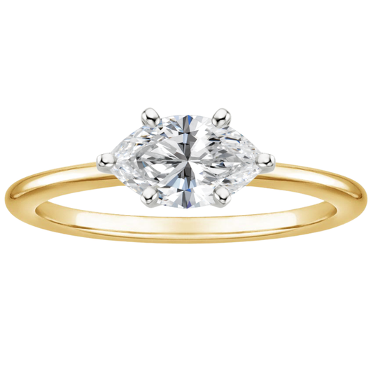 1 TO 5 CT Lab Grown Marquise Cut Diamond Horizontal Petite Comfort Fit Solitaire Ring in 10K/14K/18K Gold | Pooja Diamond | IGI Certified Lab Diamond