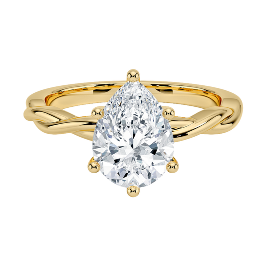 1 To 5 Ct Twisted Vine Hidden Halo Pear Cut Lab Grown Diamond Ring | Pooja Diamond | IGI Certified Lab Diamond