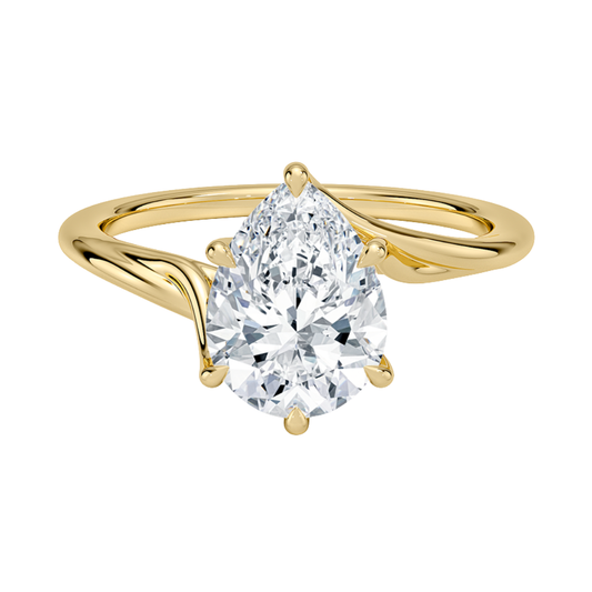 1 TO 5 CT Elegant Pear Cut Lab Grown Diamond Delilah Twist Solitaire Ring in 10K/14K/18K Gold | Pooja Daimond | IGI Certified Lab Diamond