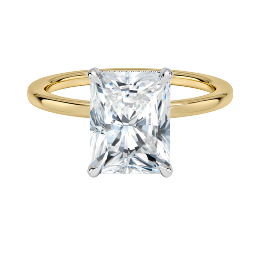 1 TO 5 CT Lab Grown Radiant Cut Diamond Mixed Metal Lumiere Diamond Ring in 10K/14K/18K Gold with Hidden Halo | Pooja Diamond | IGI Certified Lab Diamond