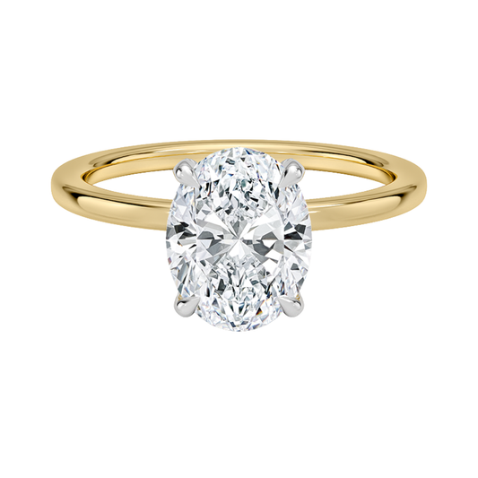 1 TO 5 CT Lab Grown Oval Cut Diamond Mixed Metal Lumiere Diamond Ring in 10K/14K/18K Gold with Hidden Halo | Pooja Diamond | IGI Certified Lab Diamond