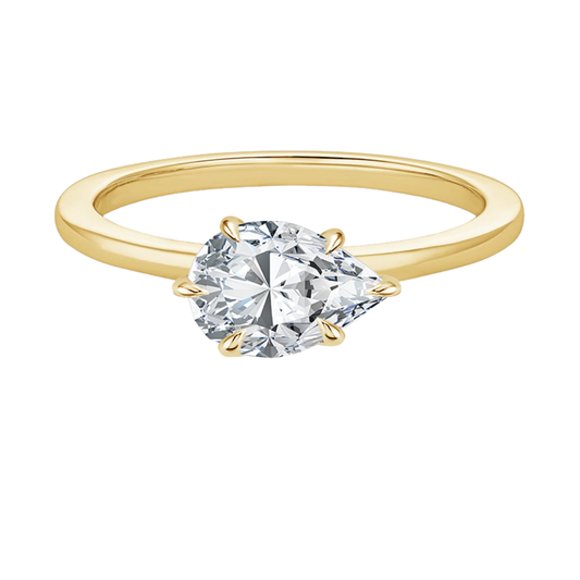 1 TO 5 CT Lab Grown Pear Cut Diamond Morgan East-West Solitaire Ring in 10K/14K/18K Gold – Classic Four Prong Setting | Pooja Diamond | IGI Certified Lab Diamond