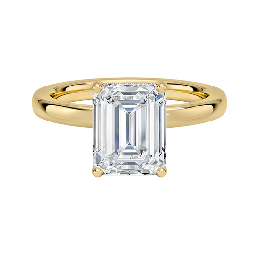 1 To 5 Ct Sydney Perfect Fit Hidden Halo 2mm Emerald Cut Lab Grown Diamond Solitaire Ring | Pooja Diamond | IGI Certified Lab Diamond