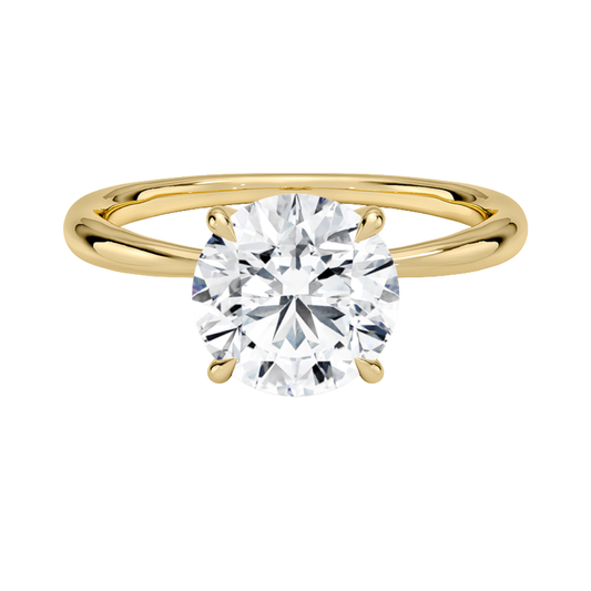 1 TO 5 CT Lab Grown Round Cut Diamond Freesia 2mm Solitaire Ring in 10K/14K/18K Gold | Minimalist Twisted Prong Design | IGI Certified Lab Diamond