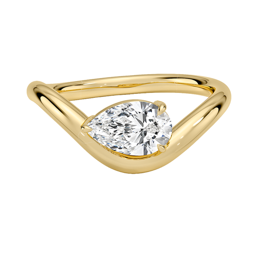 1 To 5 Ct Modern Lab Grown Pear Cut Diamond Silhouette Solitaire Ring in 10K/14K/18K Gold | Pooja Diamond | IGI Certified Lab Diamond