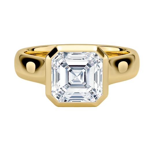 1 TO 5 CT Modern lab grown Asscher cut diamond solitaire ring in 10K/14K/18K gold with T-bar setting | Pooja Diamond | IGI Certified Lab Diamond