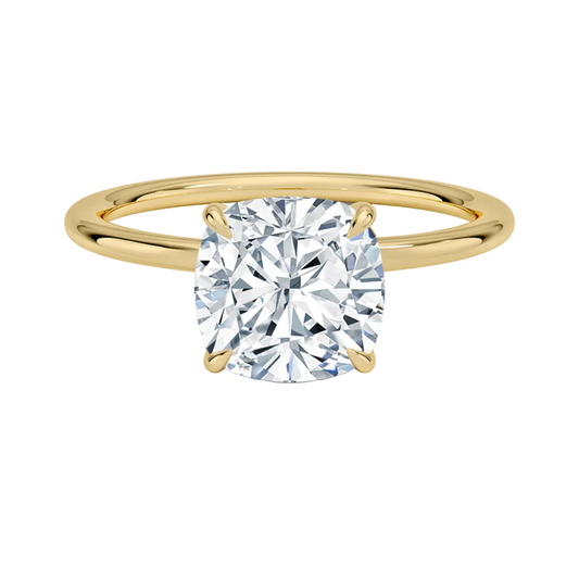 1 TO 5 CT Modern Cushion Cut Lab Grown Diamond Entwined Solitaire Ring in 10K/14K/18K Gold | Pooja Diamond | IGI Certified Lab Diamond