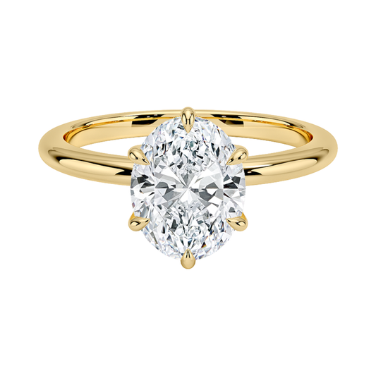 1 TO 5 CT Lab Grown Oval Cut Esme Hidden Halo Diamond Ring with Hidden Accents in 10K/14K/18K Gold | Pooja Diamond | IGI Certified Lab Diamond