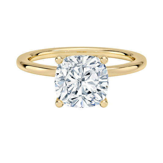 1 TO 5 CT Lab Grown Cushion Cut Diamond Perfect Fit 1.4mm Solitaire Ring in 10K/14K/18K Gold – Classic Basket Setting | Pooja Diamond | IGI Certified Lab Diamond