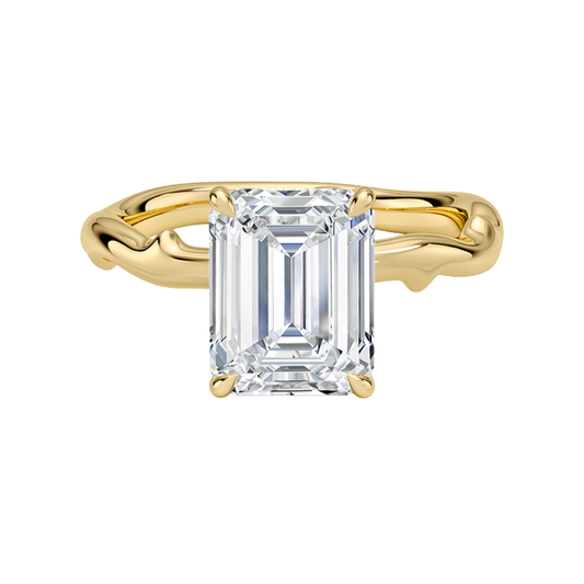1 To 5 Ct Lab Grown Emerald Cut Diamond Rose Thorn Solitaire Ring in 10K/14K/18K Gold | Pooja Diamond | IGI Certified Lab Diamond