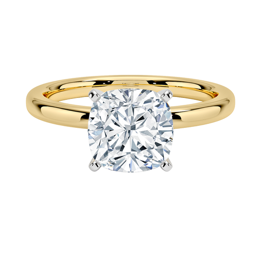 1 TO 5 CT Lab Grown Cushion Cut Diamond Solitaire Ring in 10K/14K/18K Gold | Classic Step-Cut Elegance – Pooja Diamond |IGI Certified Lab Diamond