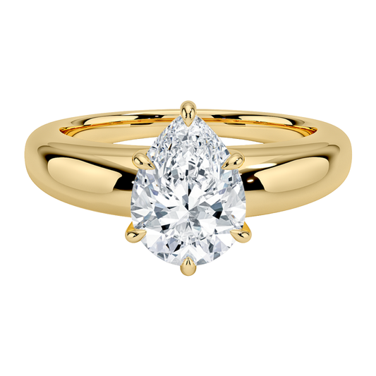 1 TO 5 CT Lab Grown Pear Cut Diamond Solitaire Ring in Yellow Gold | Pooja Diamonds|IGI Certified Lab Diamond