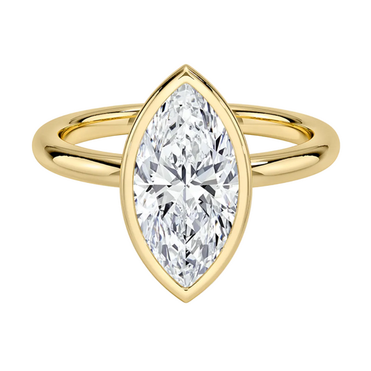 1 TO 5 CT Lab Grown Marquise Cut Diamond Julietta Bezel Solitaire Ring in 10K/14K/18K Gold | Pooja Diamond | IGI Certified Lab Diamond