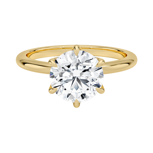 1 TO 5 CT Modern Round Cut Lab Grown Diamond Esme 1.8mm Solitaire Ring in 10K/14K/18K Gold | Pooja Diamond | IGI Certified Lab Diamond