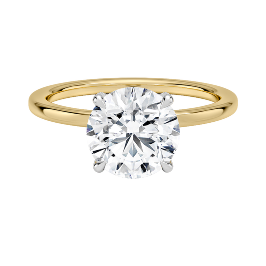 1 TO 5 CT Lab Grown Round Cut Diamond Mixed Metal Lumiere Diamond Ring in 10K/14K/18K Gold with Hidden Halo | Pooja Diamond | IGI Certified Lab Diamond