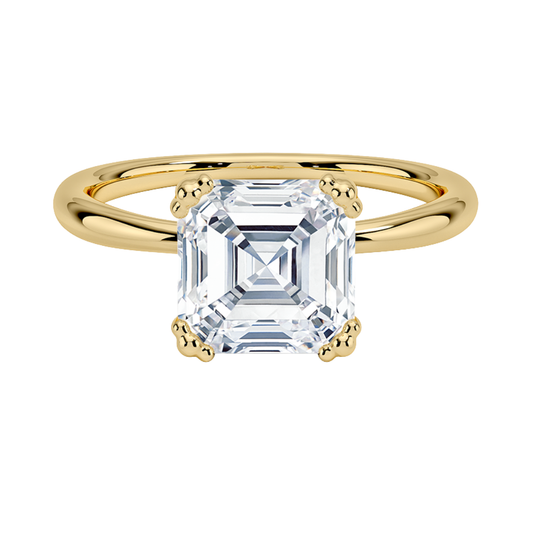 1 TO 5 CT Lab Grown Asscher Cut Solitaire Diamond Freesia Triple-Prong Solitaire Ring in 10K/14K/18K Gold | Pooja Diamond | IGI Certified Lab Diamond