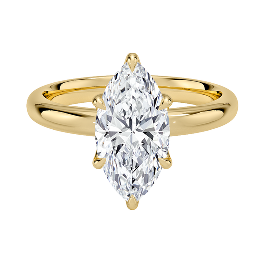 1 TO 5 CT Lab Grown Marquise Cut Diamond Esme 2.5mm Solitaire Ring in 10K/14K/18K Gold | Elegant Cathedral Setting – Pooja Diamond | IGI Certified Lab Diamond