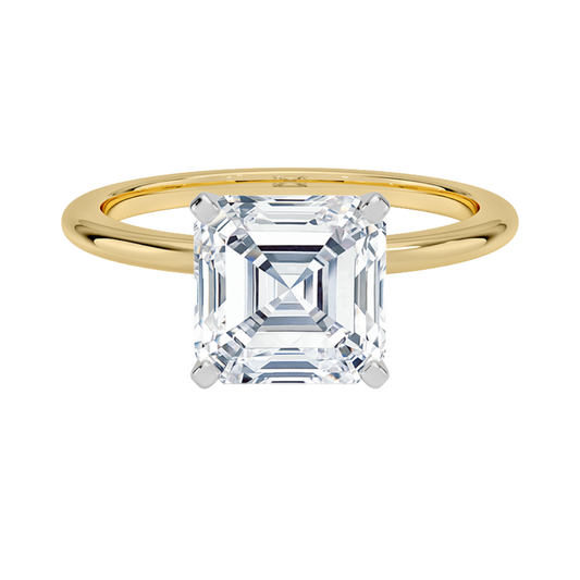 1 TO 5 CT Lab Grown Asscher Cut Diamond Solitaire Ring in 10K/14K/18K Gold | Elegant Four-Prong Setting | IGI Certified Lab Diamond
