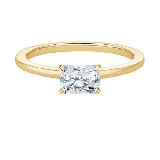 1 TO 5 CT Lab Grown Radiant Cut Diamond Morgan East-West Solitaire Ring in 10K/14K/18K Gold – Classic Four Prong Setting | Pooja Diamond | IGI Certified Lab Diamond