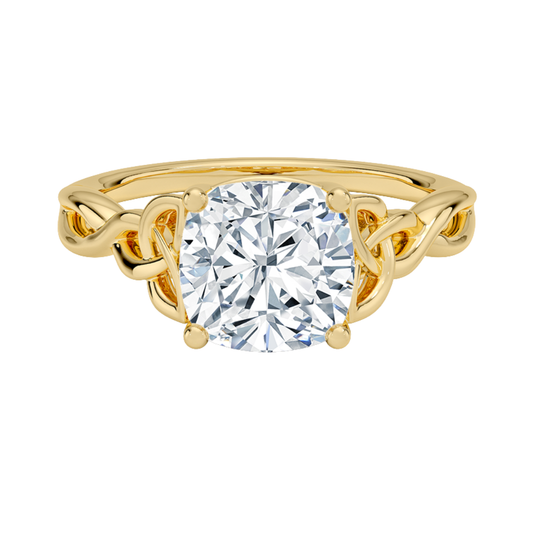 1 TO 5 CT Lab Grown Emerald Cut Diamond Solitaire Ring in 10K/14K/18K Gold | Elegant Twist Design – Pooja Diamond | IGI Certified Lab Diamond