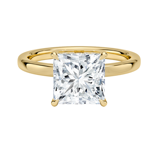 1 TO 5 CT Lab Grown Princess Cut Lumiere 2mm Diamond Ring with Hidden Halo in 10K/14K/18K Gold | Pooja Diamond | IGI Certified Lab Diamond