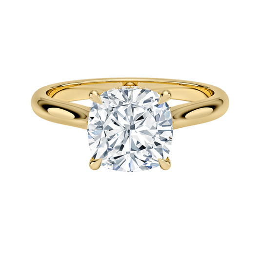 1 TO 5 CT Lab Grown Cushion Cut Diamond Solitaire Ring in 10K/14K/18K Gold with Hidden Halo | Luxury Engagement Ring – Pooja Diamond |IGI Certified Lab Diamond