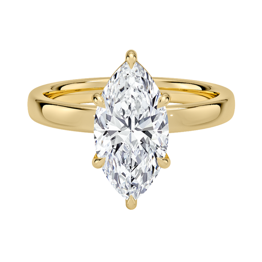 1 TO 5 CT Lab Grown Marquise Cut Diamond Fairmined Perfect Fit Solitaire 2.5mm Ring in 10K/14K/18K Gold | Classic Four-Prong Setting | IGI Certified Lab Diamond