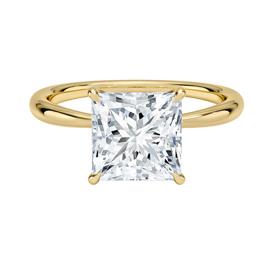 1 TO 5 CT Lab Grown Princess Cut Diamond Freesia 2mm Solitaire Ring in 10K/14K/18K Gold | Minimalist Twisted Prong Design | IGI Certified Lab Diamond